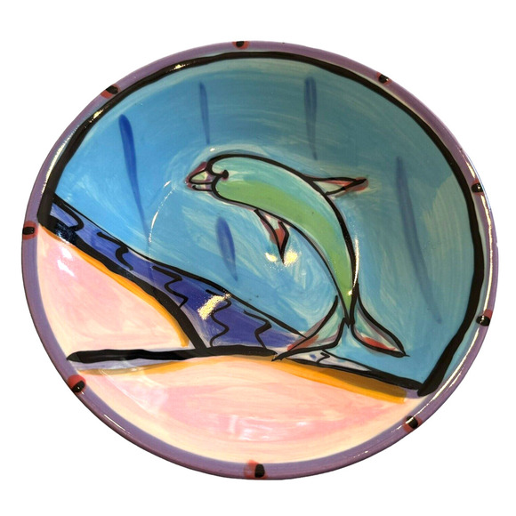 Kelly Jo Kuchar 1997 Hand Painted Bowls Signed Hawaii Surfing Prize Set of 2 - Picture 3 of 8